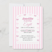Invitation Sweet Pink Bow Coquette 8th Birthday Party (Devant)