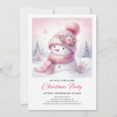 Invitation Sweet Pink Snowman Editable Christmas Invite Snowy (Devant)