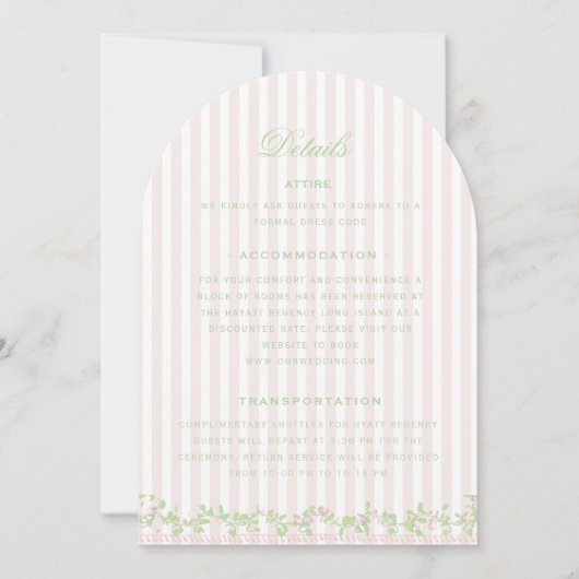 Invitation Sweet Pink Stripe Wedding Details Enclosure Card (Devant)