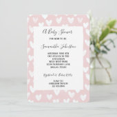 Invitation Sweet Pink White Hearts Baby Shower (Debout devant)