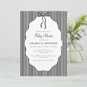 Invitation Sweet Pinstriped Black Bow Baby Shower (Debout devant)