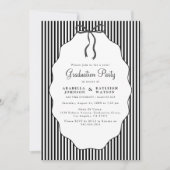 Invitation Sweet Pinstriped Black Bow Joint Graduation (Devant)