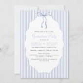 Invitation Sweet Pinstriped Blue Bow Joint Graduation (Devant)