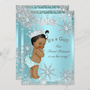 Invitation Sweet Princess Baby shower fille Turquoise ethniqu