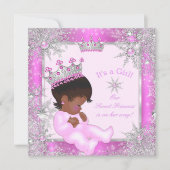 Invitation Sweet Princess Baby shower Flocon de neige rose (Devant)