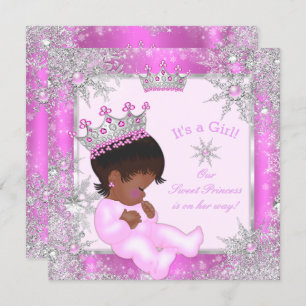 Invitation Sweet Princess Baby shower Flocon de neige rose