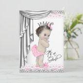 Invitation Sweet Princess Rose et Grey Baby Girl Douche (Debout devant)