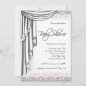 Invitation Sweet Princess Rose et Grey Baby Girl Douche (Dos)