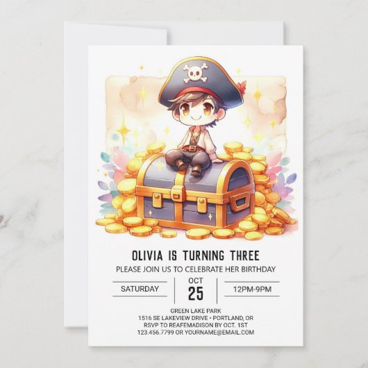 Invitation Sweet Printable Pirate anniversaire (Devant)