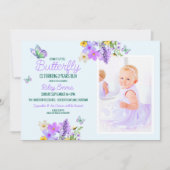 Invitation Sweet Purple Butterfly Fête d'anniversaire de la f (Devant)