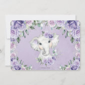 Invitation Sweet Purple Lilac Floral Elephant Anniversaire Ph (Dos)