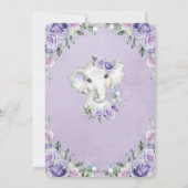 Invitation Sweet Purple Lilac Floral Elephant fête d'annivers (Dos)