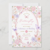 Invitation Sweet Purple Pink Our Little Butterfly Birthday (Devant)