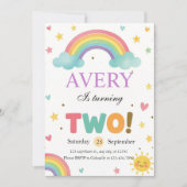 Invitation Sweet Rainbow 2nd Birthday (Devant)