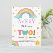 Invitation Sweet Rainbow 2nd Birthday (Debout devant)