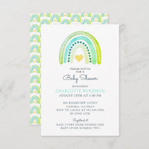 Invitation Sweet Rainbow Watercolor Baby shower garçon