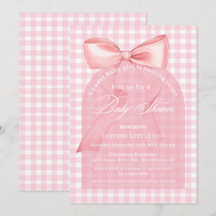 Invitation Sweet Rose Bow En vichy Arch Girl Baby shower