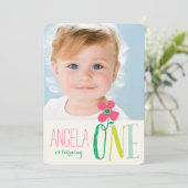 Invitation Sweet Rose Daisy Pop Chic Girl 1er Anniversaire Ph (Debout devant)