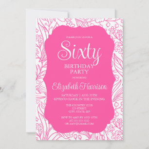 Invitation Sweet Rose Flora Femme 60e fête d'anniversaire