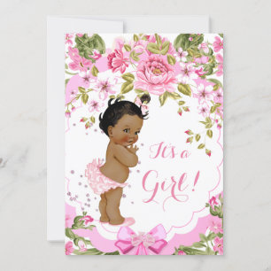 Invitation Sweet rose Floral Rose Baby shower fille ethnique
