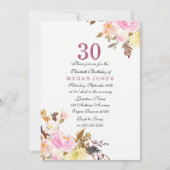 Invitation Sweet Rose Floral Script 30e anniversaire Invitati (Devant)
