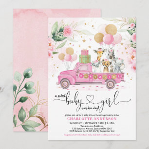 Invitation Sweet Rose Gold Safari Animaux Baby shower fille