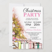 Invitation Sweet Rose sapin de Noël et cadeaux de Noël (Devant)