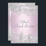 Invitation Sweet Rose Sweet 16 Snowflake Winter Wonderland<br><div class="desc">Sweet sixteen Rose et Argent Hiver Wonderland Sweet 16 Anniversaire Fête Invitation. Design élégant de flocon de neige en diamant. Remarque : Toutes les images plates,  Ils n'ont pas de vrais bijoux!</div>