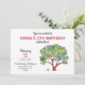 Invitation Sweet rose Valentine Coeurs Arbre Fille Anniversai (Debout devant)