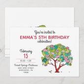 Invitation Sweet rose Valentine Coeurs Arbre Fille Anniversai (Devant / Derrière)