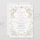Invitation Sweet Rose Windflower Baby in Bloom Girl Douche (Devant)