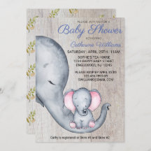Sweet Rustic Elephant Baby shower bleu garçon