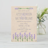 Invitation Sweet Rustique violet lavande sur Kraft Look Maria (Debout devant)