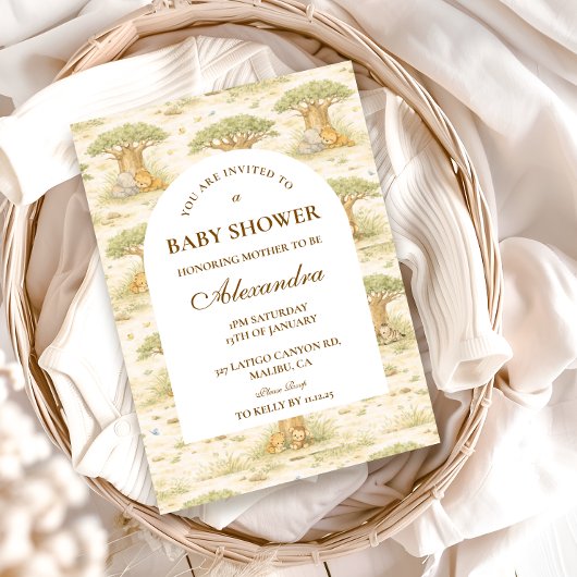 Invitation Sweet Safari Animals Baby Shower