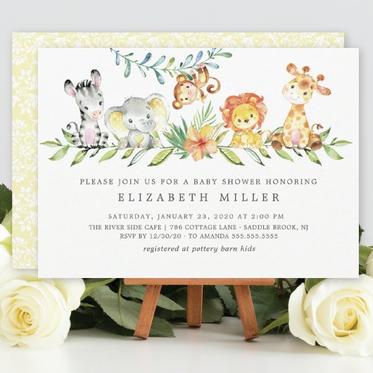 Invitation Sweet Safari Animaux Baby shower neutre