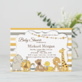 Invitation Sweet Safari Animaux Baby shower rayé (Debout devant)