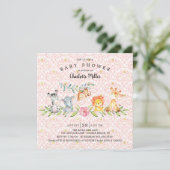 Invitation Sweet Safari Animaux Filles Baby shower (Debout devant)