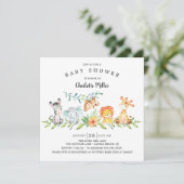 Invitation Sweet Safari Animaux Sexe Baby shower Neutre Dans (Debout devant)