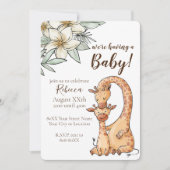 Invitation Sweet Safari bébé et maman Giraffe (Devant)