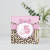 Invitation Sweet Safari Girls 5e anniversaire (Debout devant)