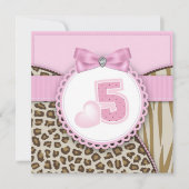 Invitation Sweet Safari Girls 5e anniversaire (Devant)