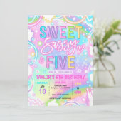 Invitation Sweet Sassy And Five Neon Rainbow 5th Birthday (Debout devant)