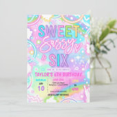 Invitation Sweet Sassy And Six Neon Rainbow 6th Birthday (Debout devant)