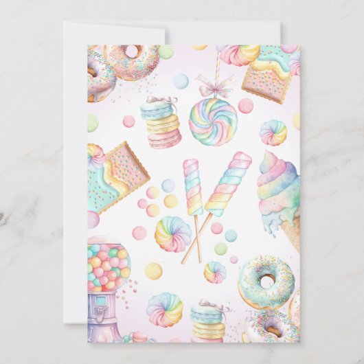 Invitation Sweet Sassy et One Pastel Candy premier anniversai (Dos)