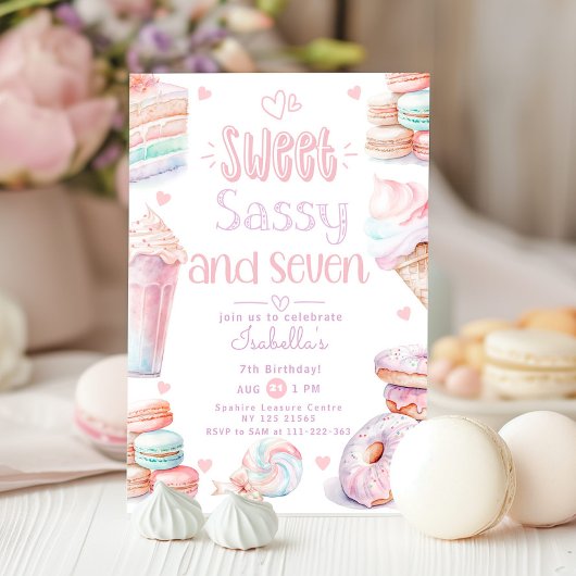 Invitation Sweet sassy et sept sucreries pastel 7e anniversai