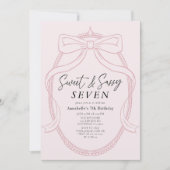 Invitation Sweet & Sassy Rose Tiara & Bow Girl Anniversaire (Devant)