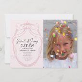 Invitation Sweet & Sassy rose Tiara & Bow Girl Photo Annivers (Devant)