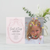Invitation Sweet & Sassy rose Tiara & Bow Girl Photo Annivers (Debout devant)