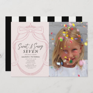 Invitation Sweet & Sassy rose Tiara & Bow Girl Photo Annivers