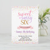 Invitation Sweet sassy six anniversaire thème de fête invitat (Debout devant)